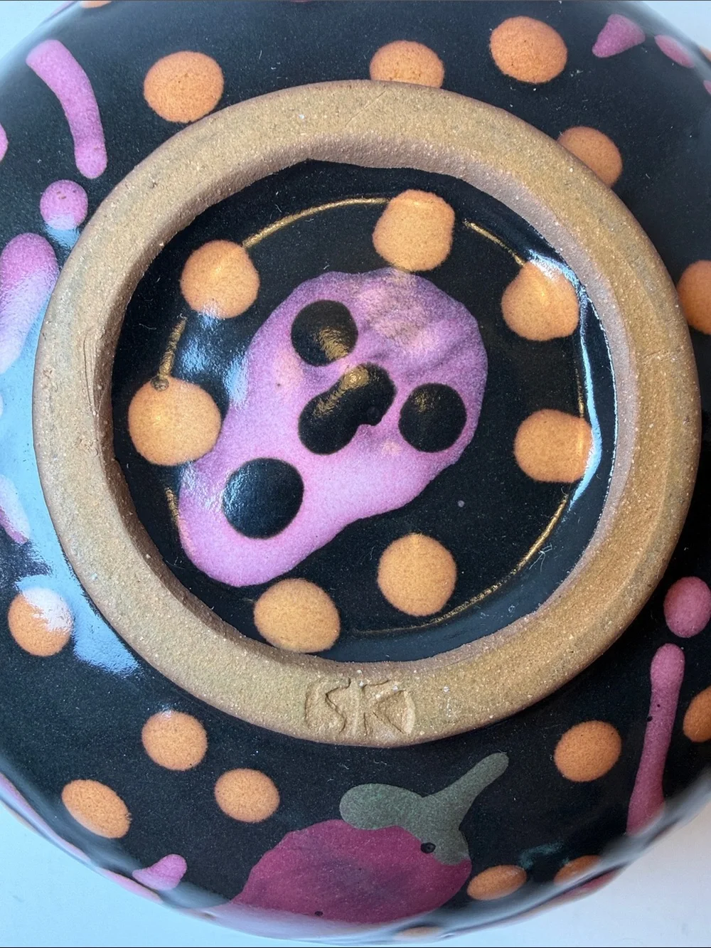Stephen Kilborn Studio Pottery Day of the Dead Covered Dish Skull Chili EUC